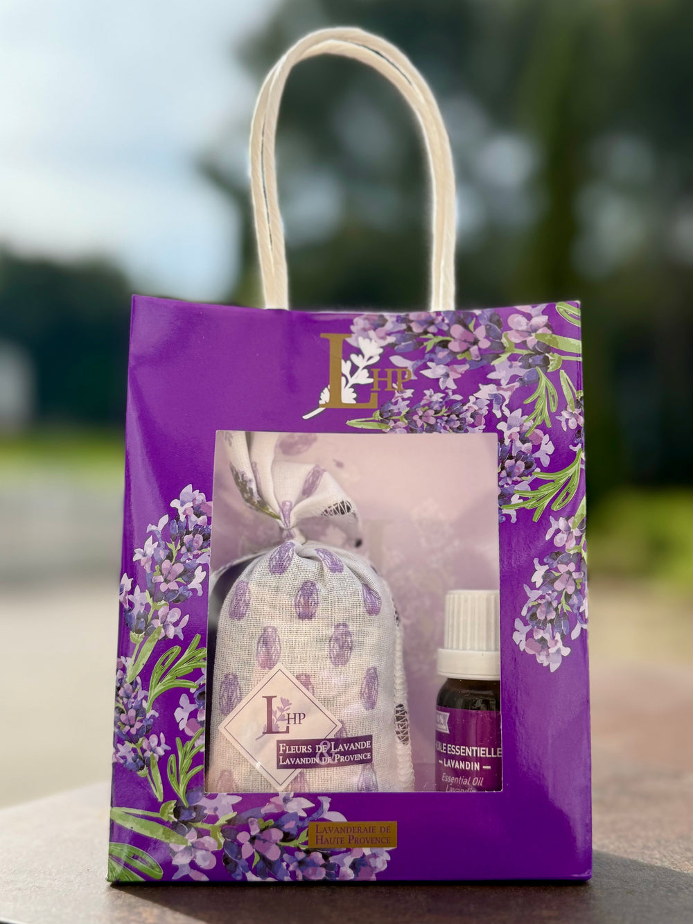 Sac cadeau sachet lavande et huile essentielle de lavandin